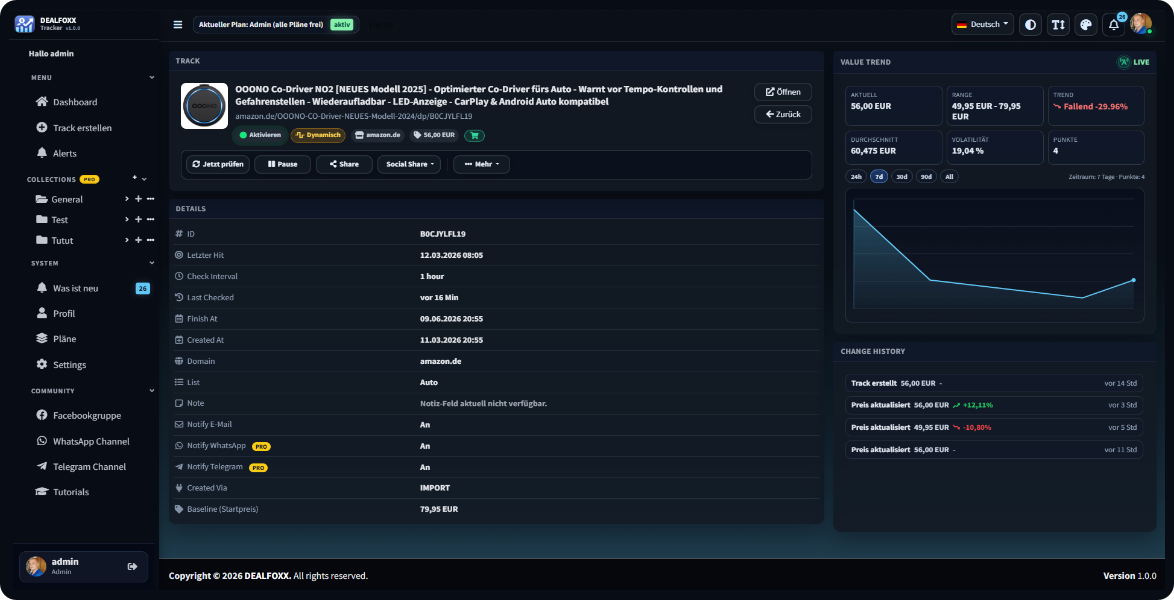 DEALFOXX Track – Preishistorie und Live-Scan
